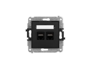 ICON Mechanizm gniazda komputerowego podwójnego 2xRJ45, kat. 6A, 8-stykowy czarny mat 12IGK-8