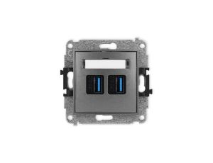 ICON Mechanizm gniazda podwójnego 2xUSB A-A 3.0 grafitowy 11IGUSB-6