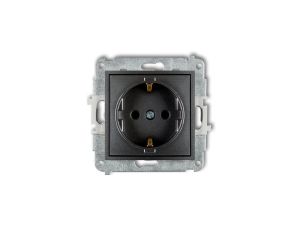 ICON Mechanizm gniazda pojedynczego z uziemieniem SCHUKO 2P+Z (przesłony torów prądowych) grafitowy 11IGP-1sp