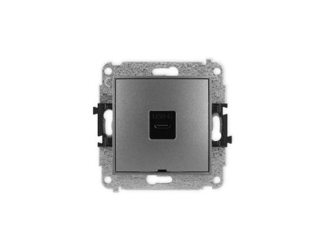 ICON Mechanizm gniazda pojedynczego 1xUSB C-C, bez pola opisowego grafitowy 11IGUSBBO-7