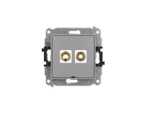 ICON Mechanizm gniazda głośnikowego poj., bez opisu (banan - czerwony i czarny, pozłacany, 4 mm2, skręcany) szary mat 27IGGBO-4