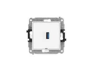 ICON Mechamizm gniazda pojedynczego USB A-A 3.0, bez pola opisowego biały mat 25IGUSBBO-5