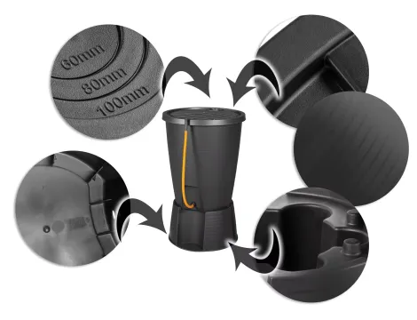 KETER ZBIORNIK NA DESZCZÓWKE INDIGO WATER BUTT + BASE  GRAFIT  200 L - 5