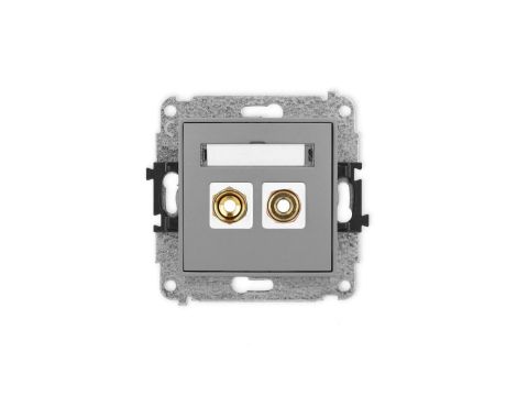 ICON Mechanizm gniazda głośnikowego pojedynczego (typu banan - czerwony i czarny, pozłacany, 4 mm2, skręcany) szary mat 27IGG-4