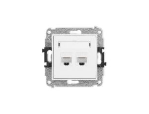 ICON Mechanizm gniazda komputerowego podwójnego 2xRJ45, kat. 6, 8-stykowy biały mat 25IGK-4
