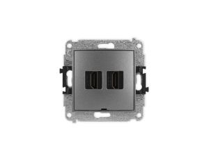 ICON Mechanizm gniazda podwójnego HDMI 2.0, bez pola opisowego grafitowy 11IHDMIBO-4