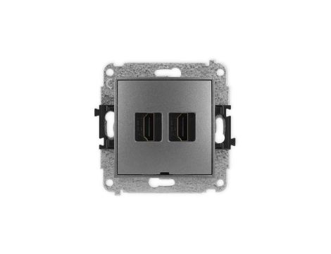 ICON Mechanizm gniazda podwójnego HDMI 2.0, bez pola opisowego grafitowy 11IHDMIBO-4