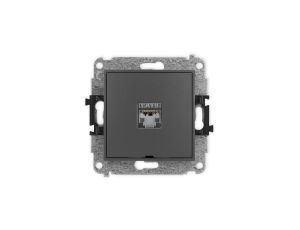 ICON Mechanizm gniazda komputerowego poj. 1xRJ45, kat. 6, ekranowane, 8-styk, bez pola opisowego grafitowy mat 28IGKBO-5