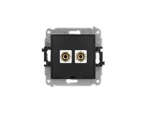 ICON Mechanizm gniazda głośnik. poj., bez opisu (banan czerwony i czarny, pozłacany, 4 mm2, do lutowania) czarny mat 12IGGBO-3