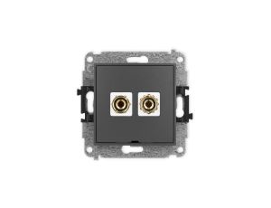 ICON Mechanizm gniazda głośnik. poj. bez opisu (banan czerwony i czarny, pozłacany, 4 mm2 do lutowania) grafitowy mat 28IGGBO-3