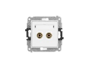 ICON Mechanizm gniazda głośnikowego poj. (typu banan - czerwony i czarny, pozłacany, 4 mm2, do lutowania) biały mat 25IGG-3