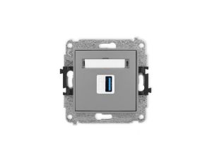 ICON Mechamizm gniazda pojedynczego USB A-A 3.0 szary mat 27IGUSB-5