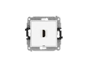 ICON Mechanizm gniazda pojedynczego HDMI 2.0, bez pola opisowego biały mat 25IHDMIBO-3