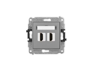 ICON Mechanizm gniazda podwójnego HDMI 2.0 szary mat 27IHDMI-4