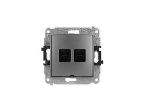 ICON Mechanizm gniazda podwójnego 2xUSB C-C, bez pola opisowego grafitowy 11IGUSBBO-8