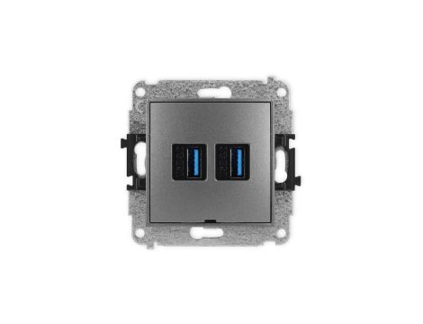 ICON Mechanizm gniazda podwójnego 2xUSB A-A 3.0, bez pola opisowego grafitowy 11IGUSBBO-6
