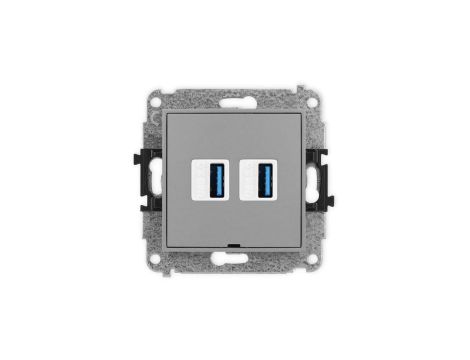ICON Mechanizm gniazda podwójnego 2xUSB A-A 3.0, bez pola opisowego szary mat 27IGUSBBO-6