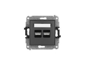 ICON Mechanizm ładowarki USB podwójnej, 5V, 3.1A grafitowy mat 28ICUSB-6