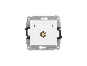 ICON Mechanizm gniazda antenowego pojedynczego typu F (SAT) pozłacany biały mat 25IGF-1.1