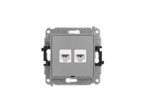 ICON Mechanizm gniazda komputerowego podwójnego 2xRJ45, kat. 6A, 8-stykowy, bez pola opisowego szary mat 27IGKBO-8