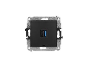 ICON Mechamizm gniazda pojedynczego USB A-A 3.0, bez pola opisowego czarny mat 12IGUSBBO-5