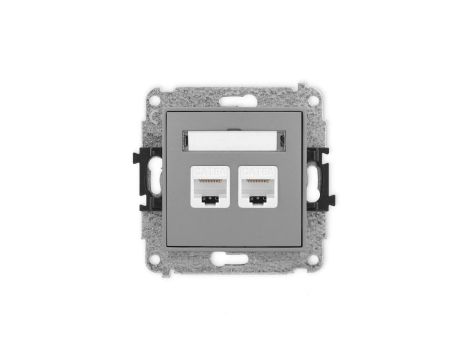 ICON Mechanizm gniazda komputerowego podwójnego 2xRJ45, kat. 6A, 8-stykowy szary mat 27IGK-8