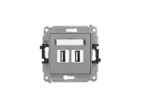 ICON Mechanizm gniazda podwójnego 2xUSB A-A 2.0 szary mat 27IGUSB-2