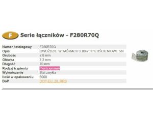 BOSTITCH GWOŹDZIE F 2,80-70 R Q 9m