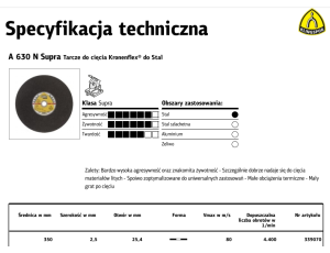 KLINGSPOR TARCZA DO CIĘCIA METALU 350mm x 2,5mm x 25,4mm  A630N Supra