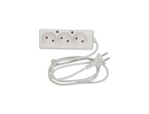 Przedłużacz 3-gniazdowy, 1,5m biały, b/u 2x1,0mm OWY / 24224