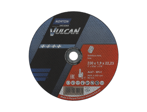 NORTON TARCZA VULCAN DO NIERDZEWKI 230 x 1.9 x 22.2mm- WIADERKO 50/szt.+ RĘKAWY SPAWALNICZE