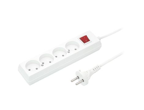Przedłużacz z wyłącznikiem 4-gniazda b/u 10A 3m /OMY 2x1/ biały PS-460WS T-105920