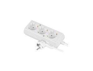 Przedłużacz 3-gniazda z/u Schuko 16A 5m /H05VV-F 3x1,5/ biały PS-370S T-965710