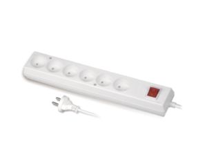 Przedłużacz z wyłącznikiem 6-gniazd b/u 10A 3m /OMY 2x1/ biały PS-660WS T-109400