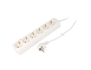 Przedłużacz 6-gniazd z/u Schuko 16A 5m /H05VV-F 3x1,5/ biały PS-670S T-974880