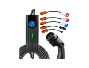 Przenośna ładowarka 3-fazowa do samochodu elektrycznego 5m, ekran dotykowy, 6 adapterów Extralink BS-PCD050 32A 16kW 3F Schuko