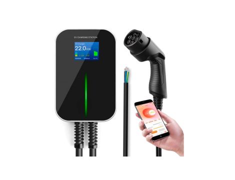 Ładowarka do samochodu elektrycznego 3 fazy, ekran LCD, aplikacja, 6,1m Extralink BS20-BC-22kW-APP Typ 2 32A 22kW