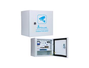 Zewnętrzny switch PoE 8x RJ45 1000Mb/s PoE, 2x SFP, 200W, L2, aktywne chłodzenie Extralink Minos
