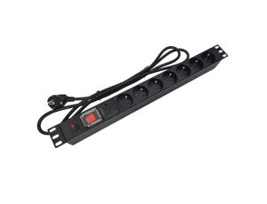 Listwa zasilająca rack 19 cali PDU gniazdo 7 x CEE 7/5 wtyk CEE 7/7 z wyłącznikiem i zabezpieczeniem