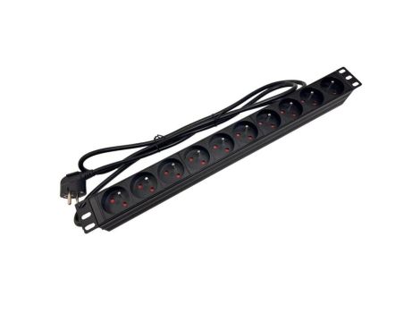 Listwa zasilająca rack 19 cali PDU gniazdo 10 x CEE 7/5 wtyk CEE 7/7