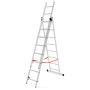 AWTOOLS DRABINA ALUMINIOWA BASIC 3x8 STOPNI 150KG - 2