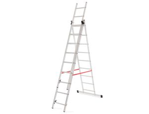 AWTOOLS DRABINA ALUMINIOWA BASIC 3x9 STOPNI 150KG