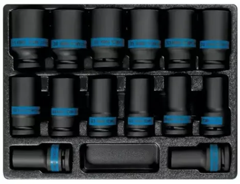 KT ZES.NASADEK DŁUGICH UDAROWYCH 3/4" 14 szt. 6-kąt. 19-41mm WKŁAD DO WÓZKA