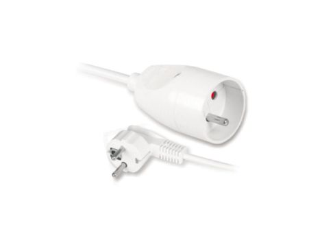 Przedłużacz z jednokrotnym gniazdem 2p+Z 1,5m biały , T-105040