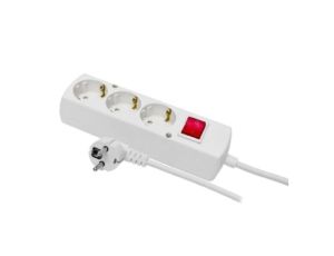 Przedłużacz z wyłącznikiem 3-gniazda z/u Schuko 16A 5m /H05VV-F 3x1,5/ biały PS-370S WS T-975690