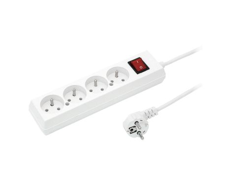 Przedłużacz z wyłącznikiem 4-gniazda z/u 16A 3m /OMY 3x1,5/ biały PS-470WS T-973310
