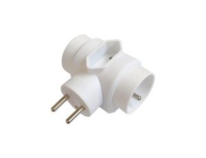 Rozgałęźnik wtyczkowy 3-gniazdowy - 2x2P+Z, 1x2P-euro, uziemienie biały / 28134