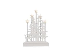 Dekoracje - świecznik biały 5 LED 35,5 cm, 2x AA ciepła biel, IP20, timer DCAW13