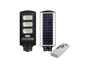 Lampa LED solarna uliczna czarna 150W 6000K zimna IP65 czujnik ruchu i zmierzchu + pilot
