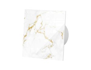 Wentylator łazienkowy Fi 100 cichy z panelem ozdobnym biało złoty marmur szklany